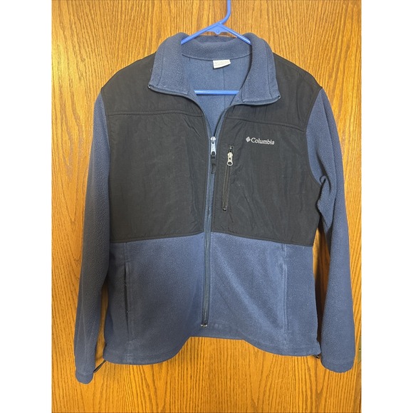 Columbia Fleece Jacket Men's Size L‎ Black And Blue Full Zip Pockets - Picture 1 of 5